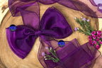 MDS Pack of 100 PCS Organza Chair Sashes Wider Dining Chair Bows Ribbon Tie Back for Wedding Party Birthday Bridal Shower Reception Event Banquet Home Chair Cover Decoration - Dark Purple