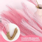 60 Pcs Pampas Grass Decor 21.7 Inch Faux Pink Pampas Grass Bulk Artificial Dried Flowers Small Vase Filler Pompas Grass.