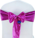 MDS Pack of 300 PCS Satin Chair Sashes Charmeuse Sateen Dining Chair Bows Ribbon Ties Back Sash for Wedding Party Birthday Home Hotel Restaurant Banquet Decoration (7 x 108 Inch, Magenta Violet)