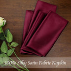 Manyshofu 60 Pieces Maroon Satin Napkins - 20x20 Inches Cloth Napkins, Square Satin Fabric Napkins Set - Elegant & Reusable Table Napkins for Wedding Dinner Party Lunch Banquet Restaurant Decoration