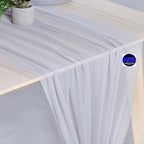 MDS 2 Pack 10ft Chiffon Table Runner 29 x 120 Inches Sheer Wedding Runner Romantic Rustic Table Runner for Wedding Decorations, Birthday Parties, Bridal Shower Party Arch Decor - Cool Gray