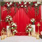 10x10ft Thick Red Glitter Backdrop Curtain Panels for Parties, Wrinkle Free Sequin Sparking Photo Backdrop Drapes, 2 Panels 5x10ft Shimmer Back Drop Cloth for Wedding Birthday Photography