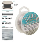 The Beadsmith Wire Elements Craft Wire – Tarnish Resistant, Soft Temper, Round, Brush Silver Color – 0.51mm, 24 Gauge, 10 Yard Spool – Jewelry Making, Wire Wrapping, Floral, & Other DIY Crafts