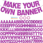 BEISHIDA 116 PCS A-Z Glitter Purple DIY Letter Banner Kit Make Your Own Banner，Including 111 Letters and Numbers 3 Rope and 2 Threading Device,Customized for Birthday Graduation Wedding Party Decor
