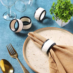 Epoxy Resin Napkin Rings Set of 12 - Elegant for Dinner Parties, Large Gatherings, Special Events & Dining Table Décor| Durable Napkin Rings, Easy to Clean (Black White) - CLEENTABLE