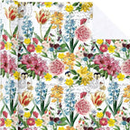 WRAPAHOLIC Floral Wrapping Paper Roll - Mini Roll - 17 Inch x 9.8 Feet - Garden Flower Wrapping Paper, Perfect for Girls Women Birthday, Wedding, Bridal Shower