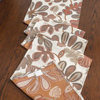 Mika Home Tropical Leaf Table Runner for Home Decor 13X72 Inches Coral Brown Seasonal Dining Table Decoration for Home