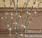 Fudios Lighted Willow Branches Christmas Glitter Battery Operated 32IN 120 LED Fairy Lights, Brown Branch Lights for Home Holiday Decoration Indoor Outdoor