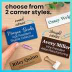 ExcelMark Custom Name Tag - Engraved Name Badge with Pin or Magnetic Backing, 16 Colors, 6 Fonts, and 2 Sizes to Choose from (White w/Red Letters, 1"x 3")