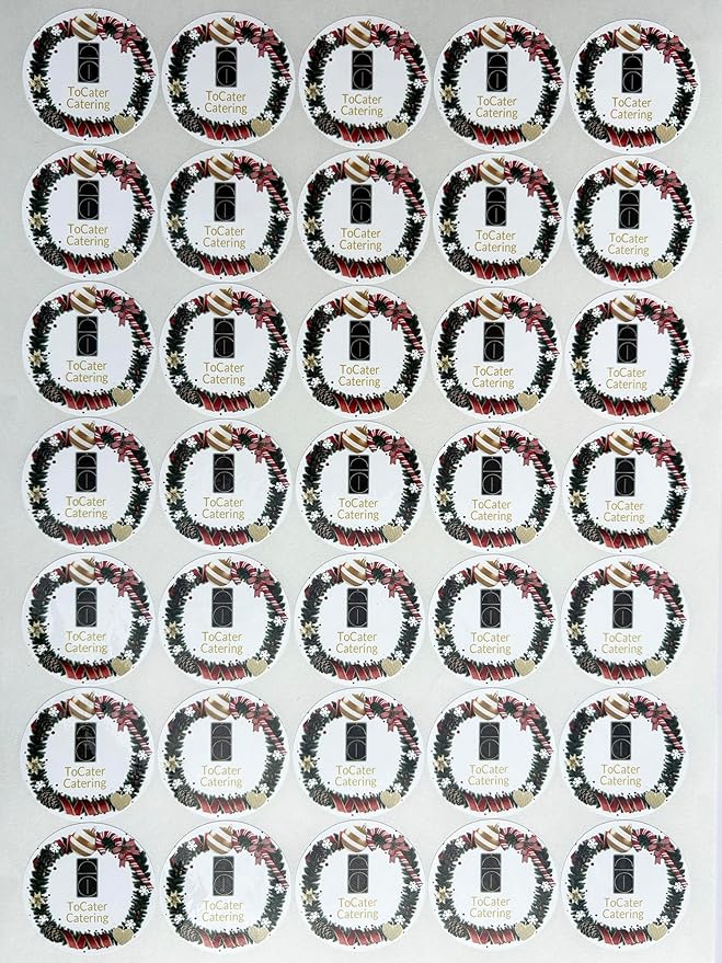 Custom Stickers for Weddings, Birthdays & Businesses - Personalized Labels with Your Logo - Waterproof, Fade and Heat Resistant - Pack of 100-1000 (Wreath O, 2 Inch)