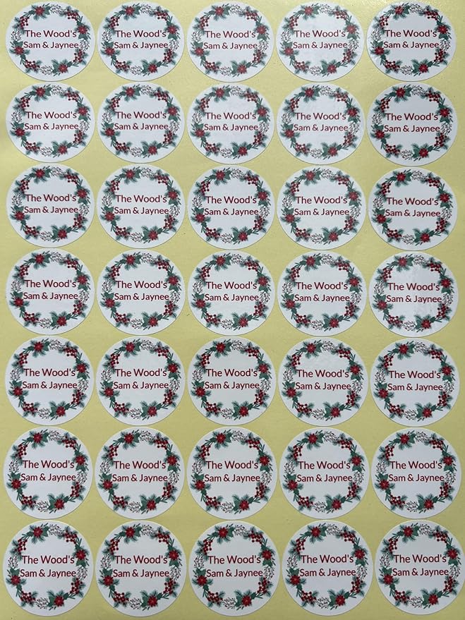 Custom Stickers for Weddings, Birthdays & Businesses - Personalized Labels with Your Logo - Waterproof, Fade and Heat Resistant - Pack of 100-1000 (Wreath K, 4 Inch)