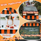 4 Pack 10 Feet Black Orange Halloween Parade Float Decorations for Trailer Car, Foil Fringe Tinsel Streamers Banner Garland for Halloween Graduation Homecoming Party Decoration (Black Orange)