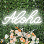 Aloha Neon Light Aloha Cold White Neon Sign for Wall Decor, 15"x5.9" LED Neon Art Decorative Lights with Dimmer Switch USB Operated for Home, Bar Club Wedding and Party Decor, Christmas, Birthday Gift
