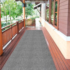 Ottomanson 2' x 25' Hallway Runner with Scraper Pile Extra Durable Non-Slip Rug Mat for Indoor & Outdoor Use - Ideal for Kitchen, Entryway, Patio & Garage - High-Traffic Carpet, Gray