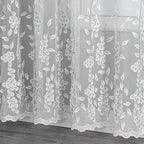 VISIONTEX White Sheer Voile Curtains, Decorative White Embossed Leaves Rod Pocket Window Drapes for Home Kitchen, Living Room and Bedroom 54 x 95 Inch, Set of 2 Curtain Panels