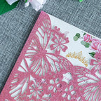 20 PCS 5.12x7.2 Butterfly Quinceanera Invitation, Laser Cut Wedding Invitation Cards with Envelopes for XV Anos Bridal Shower Baby Shower Invite (Pink Glitter)