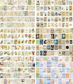 6 Sets 300 Pcs Washi Stickers Set Vintage Aesthetic Sticker Book for Journaling Decorative Scrapbook Floral Paper Sticker Kit for Scrapbooking, Bullet Journal, Art Craft Gifts, Notebook Making