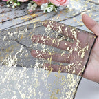 LOMOHOO 10 Ft Black Table Runner, Black Sheer Sequin Table Runners 120 Inches Long Glitter Metallic Foil Lace Fabric Table Decor for Birthday Party Wedding Anniversary Centerpiece (1pcs)
