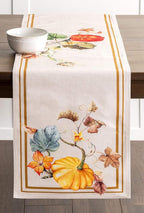 Maison d' Hermine Table Runner 100% Cotton Double Layer Table Runners 108 inches Long for Thanksgiving Christmas Decorations Home Kitchen Dining Party Wedding (Potiron, 14.5" x 108")