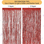 3 Pack Red Aluminium Foil Curtains, 3.3ft x 6.6ft, Wavy Shape, for Party Decorations & Photo Background
