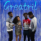 Dark Blue Tinsel Backdrop Streamers - GREATRIL Party Streamers Backdrop Foil Fringe Curtains for Birthdays/Bachelorette/Bridal Shower/Engagement Decorations - 1m x 2.5m - Pack of 2