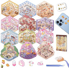 20 Sets 3D House Stickers with Metal Tweezers | DIY Miniature House Scenes Kit for Adults, Cute 3D Cartoon Scene Stickers | Therapy Craft, Relief Stress Pass The Time