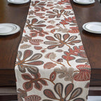 Mika Home Tropical Leaf Table Runner for Home Decor 13X90 Inches Coral Brown Seasonal Dining Table Decoration for Home