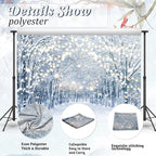 7x5FT Winter Snowy Scene Photography Backdrop Wonderland Snowflake Tree Snow Background Bokeh Glitter White Snow Forest Landscape Party Photo Booth Studio Props