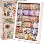 42 Rolls Vintage Washi Tape Set, Floral Letter Butterfly Mushroom Botanical Flower Writable Decorative Tapes for Scrapbooking , Junk Journal Supplies, Bullet Journaling 5-75mm Wide 9.84ft long/Roll