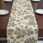 Mika Home Tropical Leaf Table Runner for Home Decor 13X72 Inches Green Brown Dining Table Decoration for Home