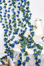 Miracliy 5Pcs 41FT Blue Flower Garland Artificial Rose Arch Vines Fake Spring Floral Garland for Flower Wall Backdrop Wedding Mothers Day Garden Tea Party Decoration