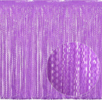 4 Pack Wavy Purple Metallic Tinsel Foil Fringe Curtains - 3.3x6.6 Feet Party Streamer Halloween Decor Foil Curtain Backdrop Holiday Celebration Party Decorations
