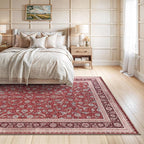 Bloom Rugs Washable Non-Slip 8' x 10' Rug - Red/Beige Traditional Bordered Area Rug for Living Room, Bedroom, Dining Room, and Kitchen - Exact Size: 8' x 10'