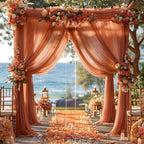 Terracotta Wedding Arch Draping Fabric 2 Panels 30'' x 20FT Terracotta Drapes Sheer Fabric Backdrop Arch Draping Fabrics for Wedding Ceremony Birthday Party Bridal Shower Decoration