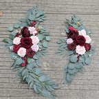 ponatia Wedding Arch Flowers (Pack of 2), Artificial Burgundy Wedding Flowers for Wedding Welcome Signs Decorations and Arch Flower for Wedding Ceremony Reception (Burgundy & Blush)