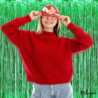 4 Pack Green Fringe Curtain Backdrop, 3.2Ft x 6.6Ft Metallic Tinsel Foil Fringe Streamers Background for Photo Booth Birthday Wedding Baby Shower Carnival Easter Mother’s Day Party Decorations