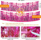 4 Pack Float Fringe Curtains, Metallic Foil Fringe Garland Shiny Tassel Foil Float Parade Float Decorations for Trailer Car Graduation Homecoming Valentine Outdoor Indoor Party (Pink)