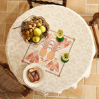 patdrea Designer Linen Tablecloth for Round Table,Anti-Wrinkle Durable Breathable Tablecloths,Decoration Table Cover Cloth for Kitchen Dining,Christmas,Thanksgiving,Diameter 67"-Pineapple a