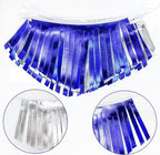 Royal Blue Silver Tassel Banner Metallic Fabric Pennant Bunting Flag for Graduation Birthday Retirement Bachelorette Engagement Wedding Bridal Shower Navy Nautical Ahoy Achor Party Decoration Supplies