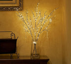 Fudios Lighted Willow Branches Christmas Glitter Battery Operated 32IN 120 LED Fairy Lights, Brown Branch Lights for Home Holiday Decoration Indoor Outdoor