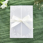 PONATIA 50PCS White Vellum Jackets for 5x7 Invitation Cards- 135GSM White Foil Print Flowers Sleeves, Vellum Paper 5x7 Wraps - Transparent Christmas Gift Cards Jackets
