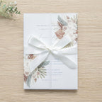 PONATIA 50PCS Vellum Jackets for 5x7 Invitation Cards- 135GSM Boho Flowers Vellum Sleeves Paper - Wedding Invitations Wraps - Transparent Card Jacket