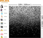 WOLADA Black and Silver Backdrop Silver Glitter Backdrop for Photography Wedding Birthday Baby Shower Party Photo Studio 10x10FT FW18