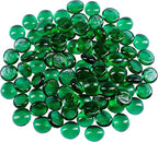 Galashield Flat Glass Marbles for Vases Green Glass Gems Beads Pebbles Vase Filler (1 LB, Approx. 105 PCS)