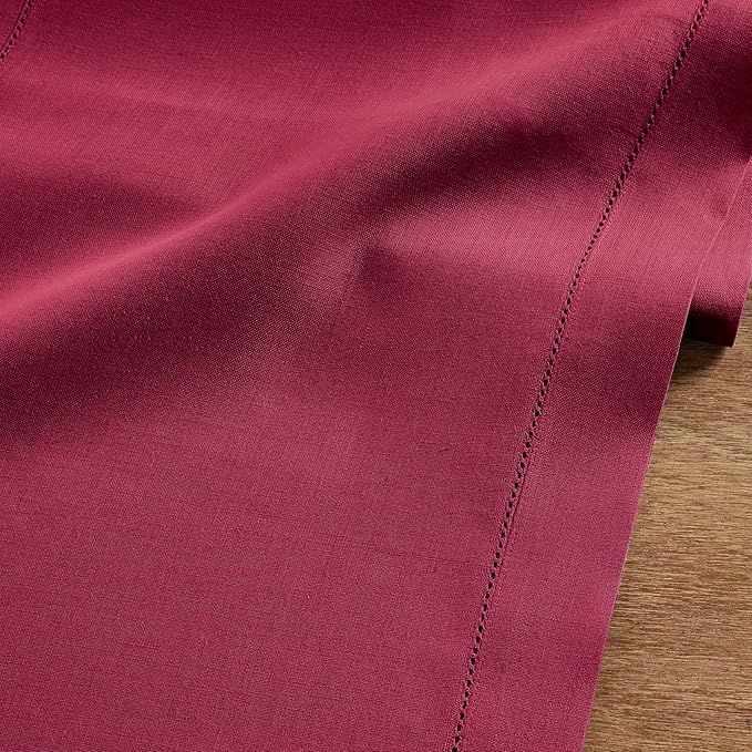 Solino Home Linen Table Runner 36 Inches - 100% Pure Linen Beet Hemstitch Table Runner 14 x 36 Inch Ideal for Dresser and Coffee Tables - Fall, Thanksgiving, Christmas, Holiday - Classic Hemstitch