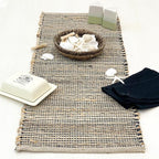 Chardin home Natural Jute Table Runner 13x48 Inch – Vintage Boho Rustic Table Decor – Handwoven Table Runner in Natural Jute and Black – Farmhouse Dining or Console Table Accent