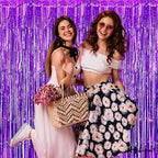 4 Pack Purple Fringe Curtain Backdrop, 3.2Ft x 6.6Ft Metallic Tinsel Foil Fringe Streamers Curtains Background for Photo Booth Birthday Wedding Baby Shower Party Thanksgiving Christmas Decorations