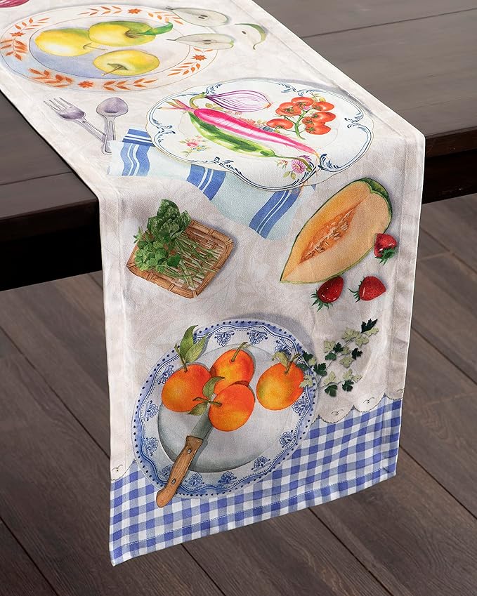 Maison d' Hermine Table runner 100% Cotton Single Layer Table Runners 108 inches long Decorative for Home Kitchen Dining Party Baby Shower Wedding Bridal Shower Spring Summer (Gourmand, 14.50" x 108")