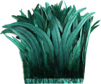 Holmgren Dark Green Rooster Feather Trim - 10-12inch 2 Yards Natural Large Rooster Tail Feathers Fringe Trim for DIY Sewing Crafts, Feather Cape Shawl, Wings, Party Costumes Decoration (Dark Green)