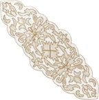 Beaded Table Runner 13 x 36 Inches - Elegant Dining Table Centerpiece with Glass Beads & Polyester Back, Handmade Decorative Runner for Weddings, Parties & Holiday Décor (White & Gold) - CLEENTABLE